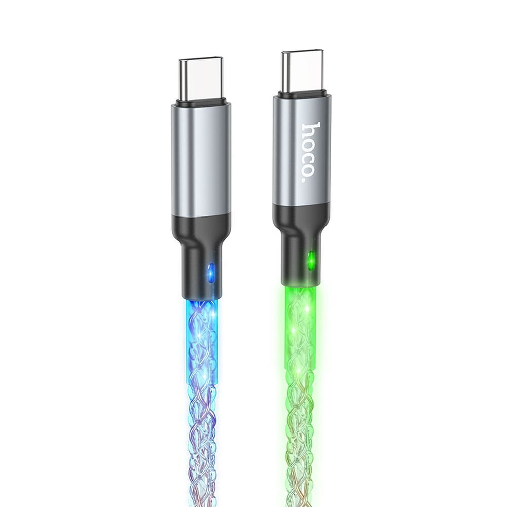 Cable USB-C to USB-C Hoco 3A 60W LED 1m U112 gray