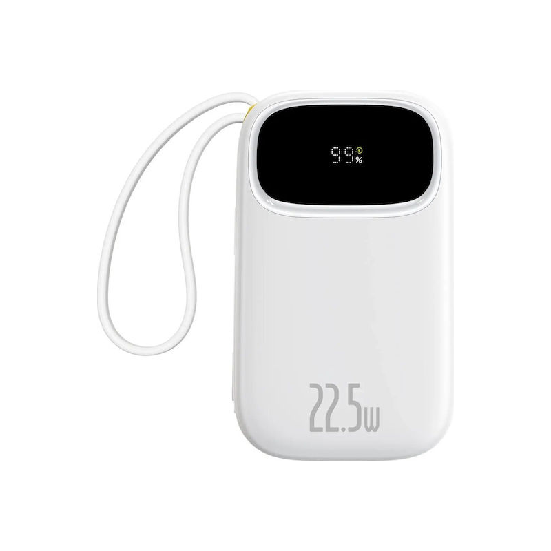 BASEUS Power Bank 20000mAh, 45W με ενσωματωμένα καλώδια USB-C και Lightning, EnerFill FC31 Qpow 3 λευκό – E0028D01