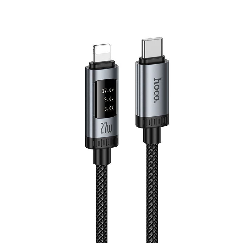 Data Cable with digital display USB-C to Lightning Hoco PD 27W 1,2m U148 black