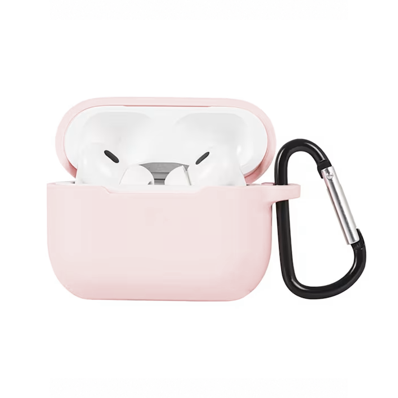 Θήκη Σιλικόνης με καραμπίνερ για AirPods Pro / Pro 2 Σομόν