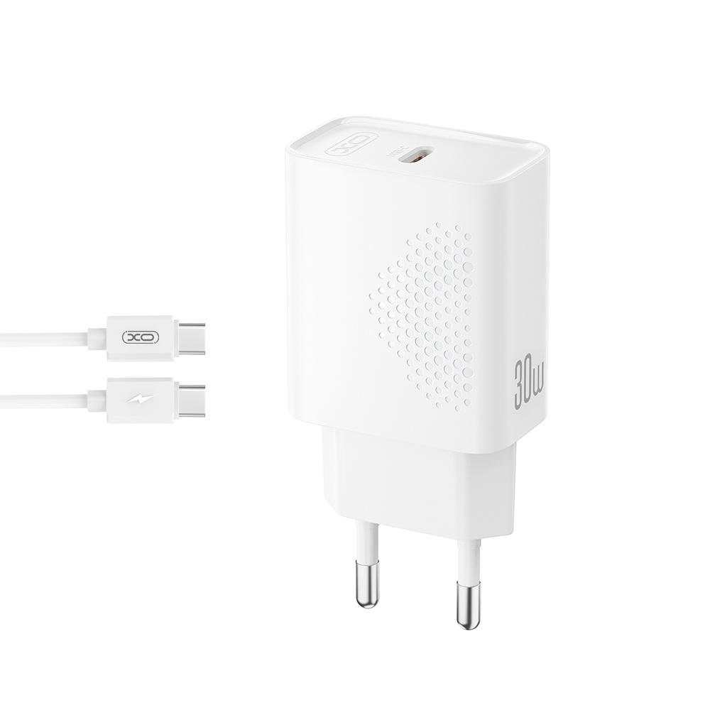 XO 220V 30W, USB-C + καλώδιο Type-C – Type-C λευκό – L162