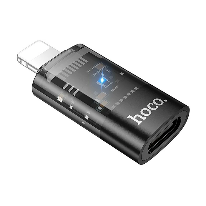 Adapter OTG Lightning to USB C Hoco UA36A transparent black