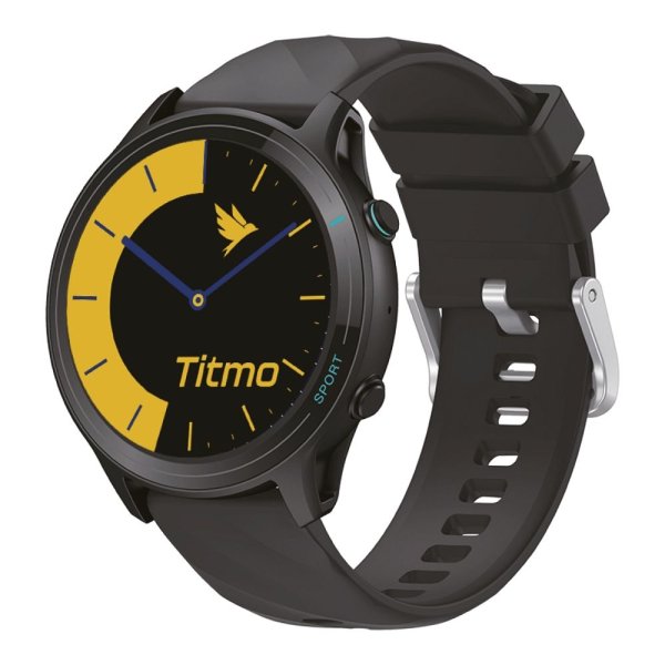 TITMO Ο100 Αδιάβροχο Smartwatch με Βηματομετρητή, Παλμογράφο, Οξύμετρο και Κλήσεις Bluetooth Μαύρο